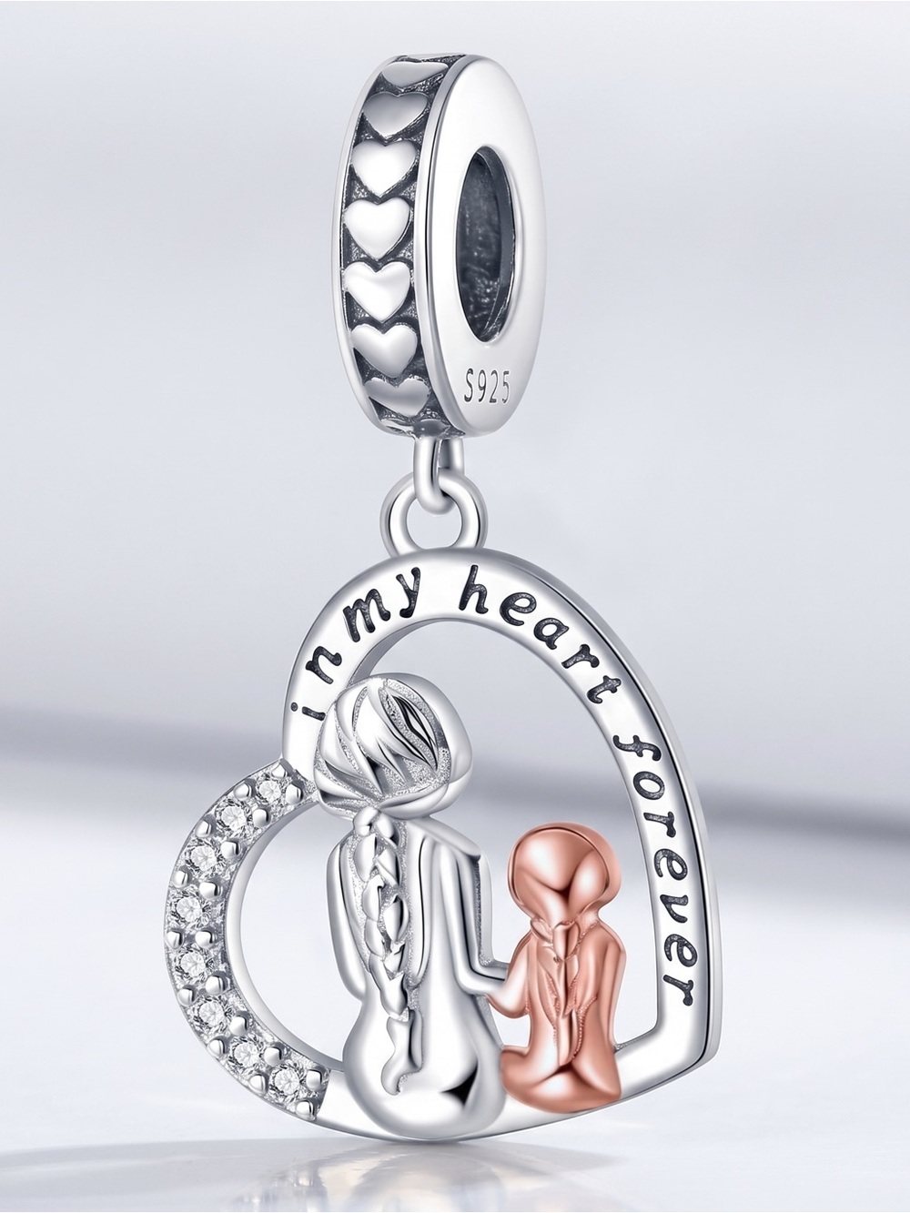 925 Mother & Child Bracelet Charm-NEW